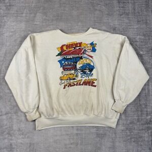 Chevrolet Sweatshirt Mens Large White Vintage 80s Retro Chevy Cars Crewneck